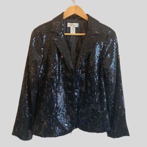 Jackie Jon New York black sequined blouse and matching vest.